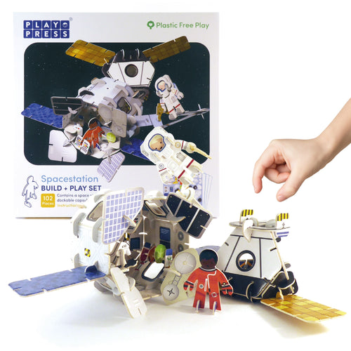Spacestation Buildable Playset Plastic Free Eco Friendly Play Press