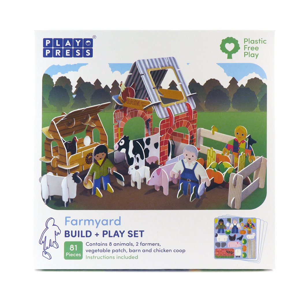 Farmyard Buildable Playset Plastic Free Eco Friendly Play Press