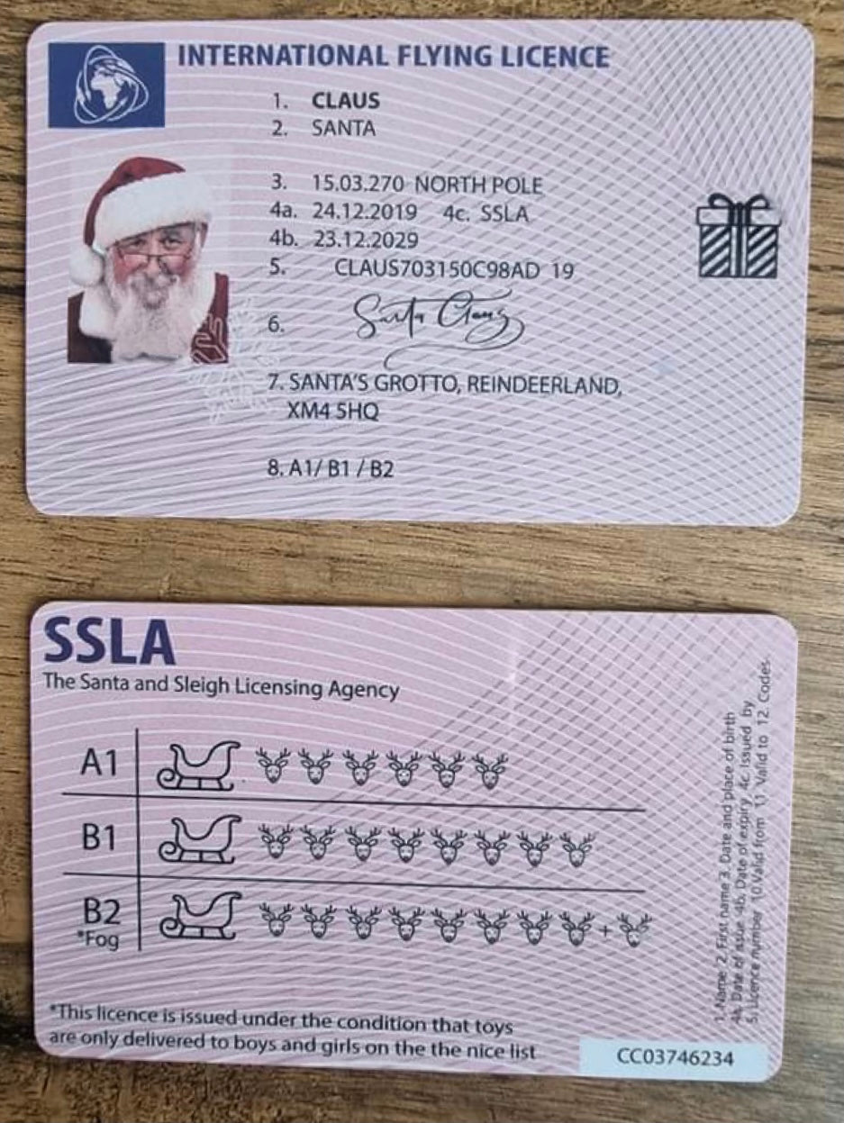 Santa’s Sleigh Flying Licence - B