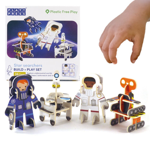 Star Searchers Space People Buildable Playset Plastic Free Eco Friendly Play Press